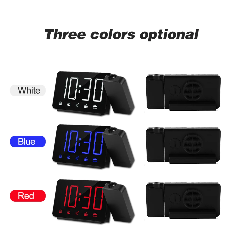 Projection Alarm Clock 180Projector with FM Radio Snooze Function 4 Dimmer Dual Alarm USB Charging Digital Clock 12H/24H
Projection Alarm Clock 180Projector with FM Radio Snooze Function 4 Dimmer Dual Alarm USB Charging Digital Clock 12H/24H