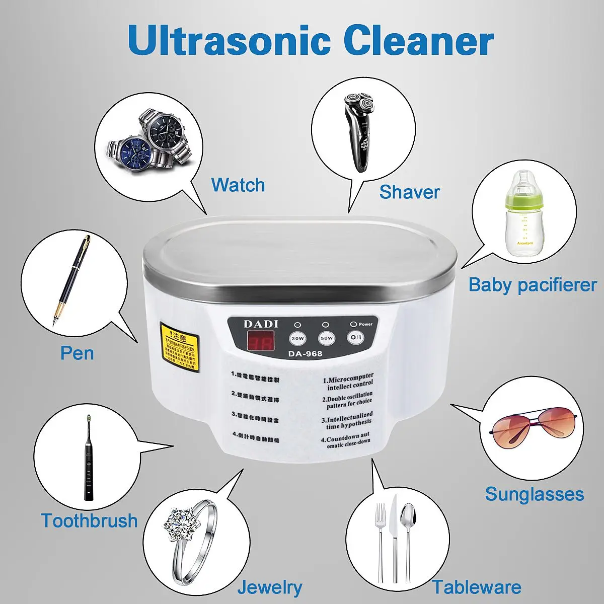 600ml Digital LCD Ultrasonic Cleaner 30W/50W Intelligent Control Jewelry Glasses Coins Razors Dentures Combs Cleaner Machine
600ml Digital LCD Ultrasonic Cleaner 30W/50W Intelligent Control Jewelry Glasses Coins Razors Dentures Combs Cleaner Machine