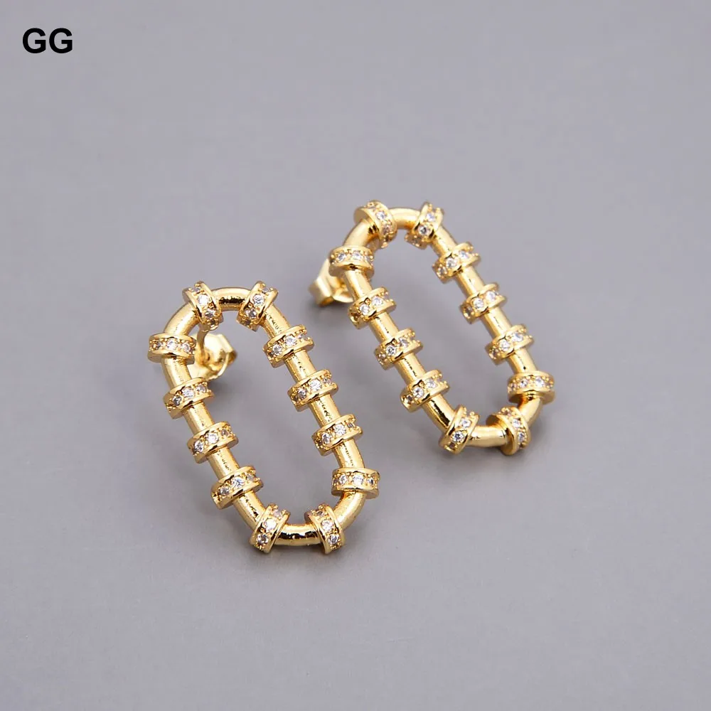 Ювелирные изделия GuaiGuai позолоченные 18K прямоугольные серьги-гвоздики с
