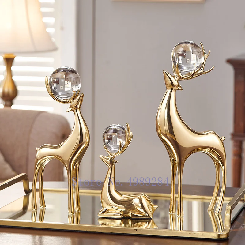 Creativity Metal Simulation Animal Deer Copper Golden Crystal Ball Crafts Furnishings Modern Home Living Room Desktop Decoration
Creativity Metal Simulation Animal Deer Copper Golden Crystal Ball Crafts Furnishings Modern Home Living Room Desktop Decoration