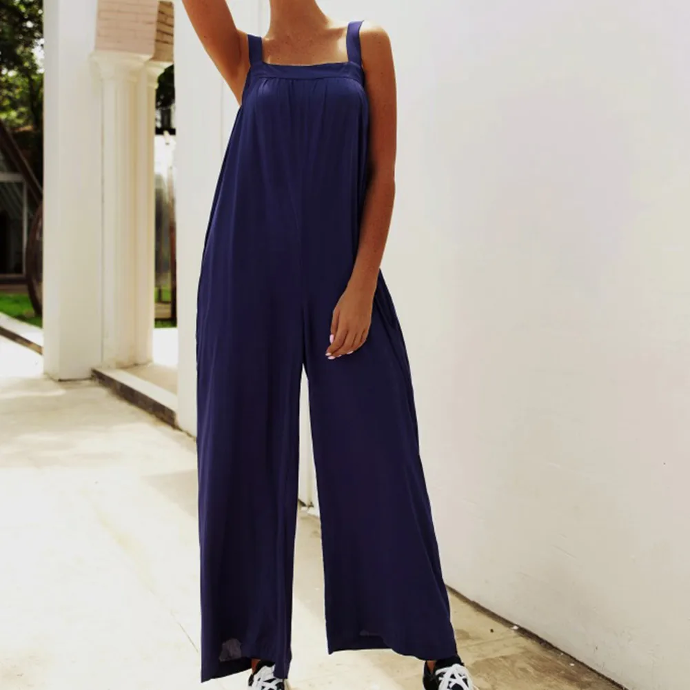 New Arrival Women Square Neck Long Jumpsuit Spaghetti Strap Solid Loose Summer Beach Overalls 
New Arrival Women Square Neck Long Jumpsuit Spaghetti Strap Solid Loose Summer Beach Overalls