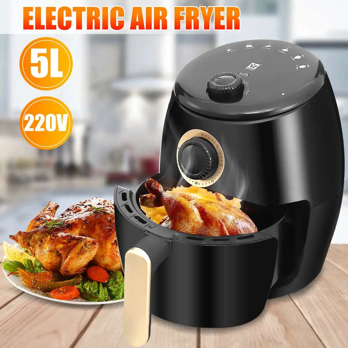 220V 1400W 5.0L Air Fryer without Oil Smart Oil Free Fryer Oven Electric Deep Airfryer Cooker French Fries Pizza Chicken Fryer
220V 1400W 5.0L Air Fryer without Oil Smart Oil Free Fryer Oven Electric Deep Airfryer Cooker French Fries Pizza Chicken Fryer
