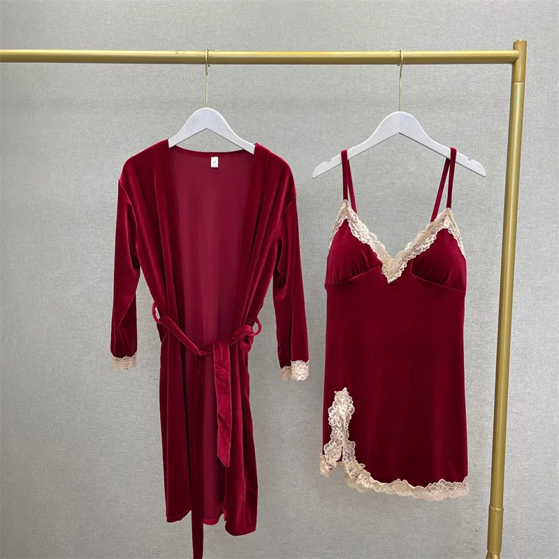 Velour Lace Trim Sleepwear Nightgown Sexy Women Velvet Nighty&Robe Set Kimono Bathrobe Gown Loose Casual Home Dressing Gown
Velour Lace Trim Sleepwear Nightgown Sexy Women Velvet Nighty&Robe Set Kimono Bathrobe Gown Loose Casual Home Dressing Gown