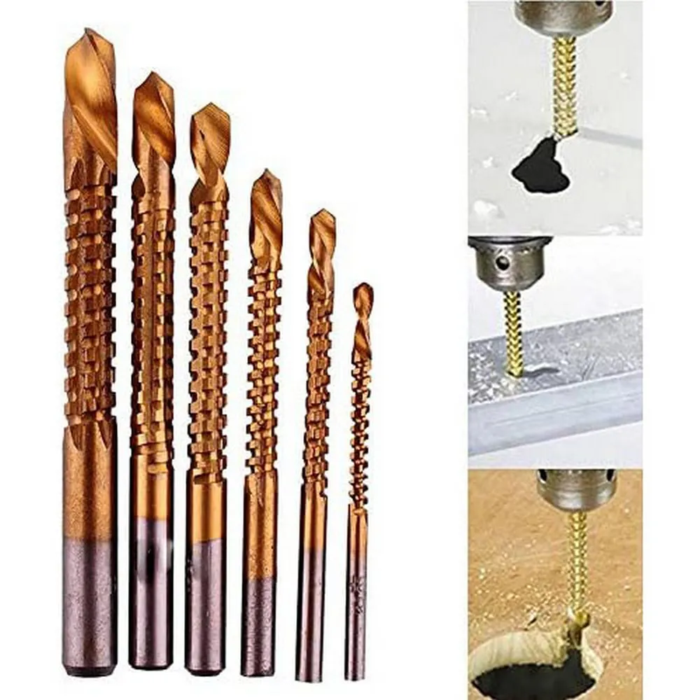 HSS Carbide Drill Bit Saw Set Titanium Coated Woodworking Tools 6PCS3/4/5/6/6.5/8MM Drill Bit Specification Metal Wood Drill Bit
HSS Carbide Drill Bit Saw Set Titanium Coated Woodworking Tools 6PCS3/4/5/6/6.5/8MM Drill Bit Specification Metal Wood Drill Bit