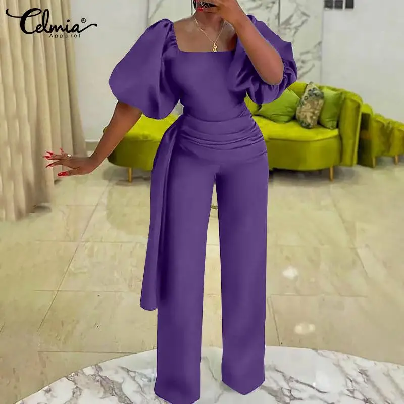 Women Fashion Puff Sleeve Jumpsuits Celmia 2021 Autumn Elegant Square Collar Pleated Waisted Pants Solid Street Long Overalls
Women Fashion Puff Sleeve Jumpsuits Celmia 2021 Autumn Elegant Square Collar Pleated Waisted Pants Solid Street Long Overalls