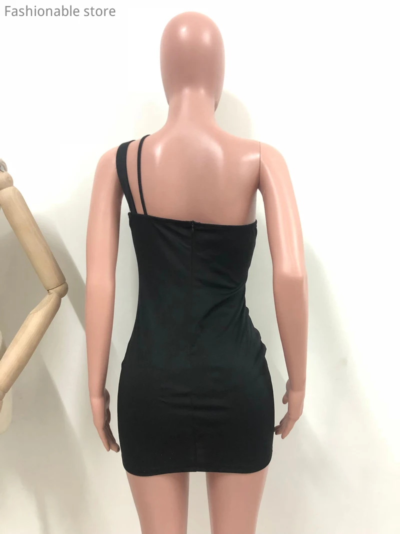 Sexy Solid One Shoulder Sleeveless Bodycon Mini Dress Summer Sexy Backless Short Party Club Dress
Sexy Solid One Shoulder Sleeveless Bodycon Mini Dress Summer Sexy Backless Short Party Club Dress