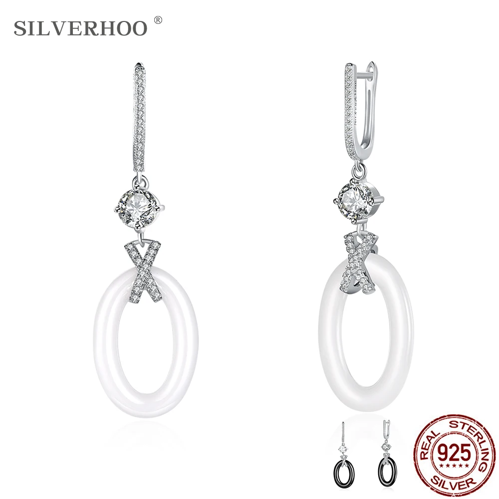 SILVERHOO 925 Sterling Silver Simple Letter O Shape Ceramics Women Earrings Dangle 5A Cubic Zirconia Drop Earring Silver Jewelry
SILVERHOO 925 Sterling Silver Simple Letter O Shape Ceramics Women Earrings Dangle 5A Cubic Zirconia Drop Earring Silver Jewelry