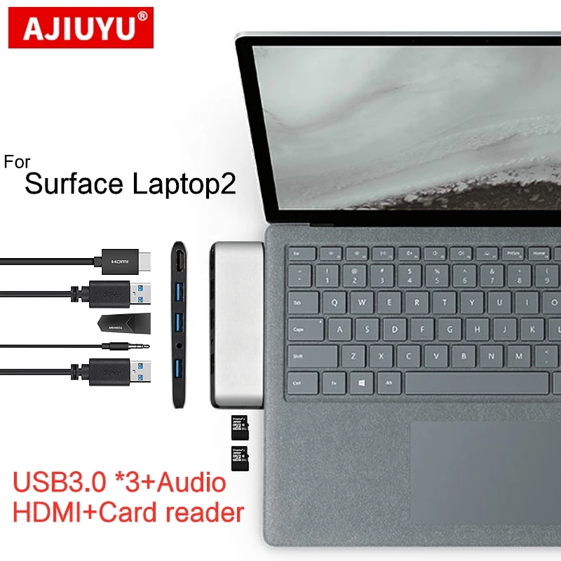 AJIUYU смартфон для Microsoft Surface Laptop 2 Dock Adapter USB3.0 to HDMI TF Micro SD Card reader laptop2 Multi Splitter|USB-хабы| |