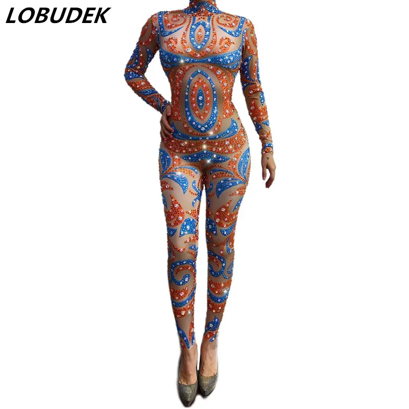 Women Long Sleeve Spandex Print Shiny Rhinestones Jumpsuit Sexy Stage Performance Bar Singer Dancer Skinny Rompers Party Costume
Women Long Sleeve Spandex Print Shiny Rhinestones Jumpsuit Sexy Stage Performance Bar Singer Dancer Skinny Rompers Party Costume