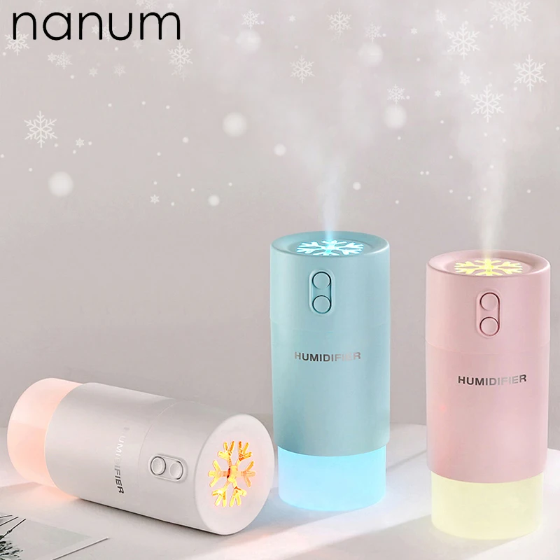 

Car air freshener snowflake Humidifier 3 in 1 Ultrasonic Air Purifier USB Fan Portable With LED Light Office Home Mist Maker