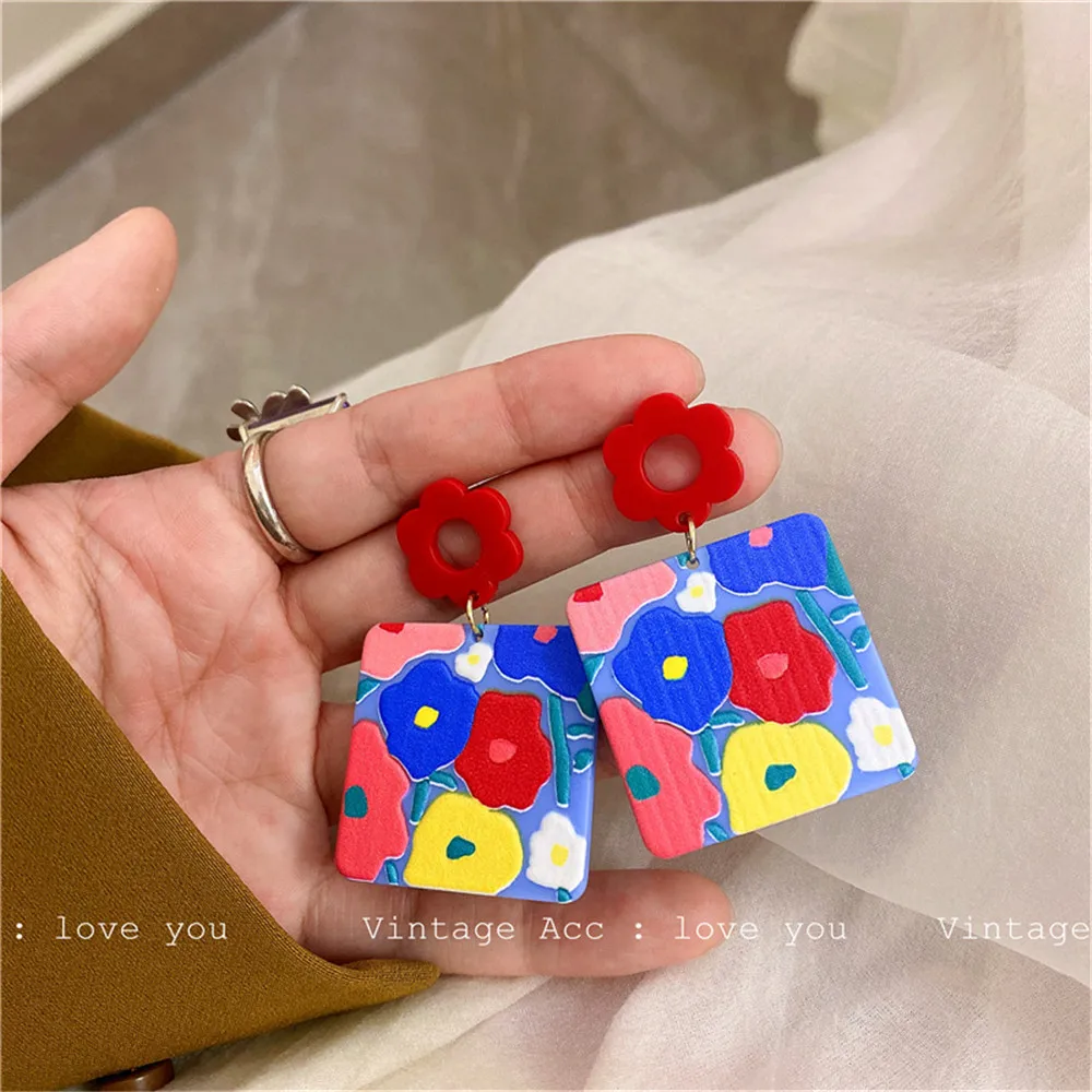 2021 Fashion Mixed Color Flower Earrings New Sweet Acrylic Earrings Ear Studs Geometric Rectangular Retro Earrings Jewelry
2021 Fashion Mixed Color Flower Earrings New Sweet Acrylic Earrings Ear Studs Geometric Rectangular Retro Earrings Jewelry