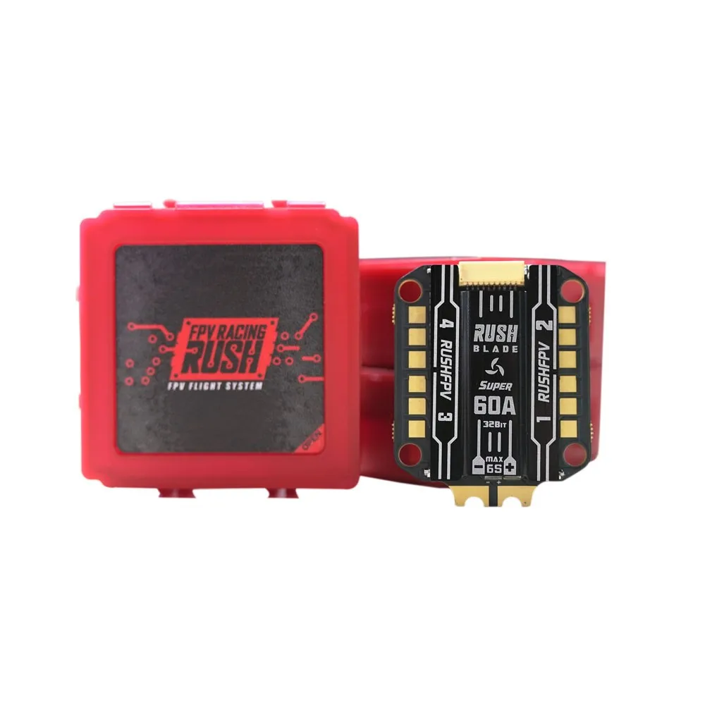 Бесколлекторный регулятор скорости RUSHFPV RUSH BLADE SUPER 60A 3-6S BLHELI32 4 в 1 для радиоуправляемых FPV-дронов
Бесколлекторный регулятор скорости RUSHFPV RUSH BLADE SUPER 60A 3-6S BLHELI32 4 в 1 для радиоуправляемых FPV-дронов
