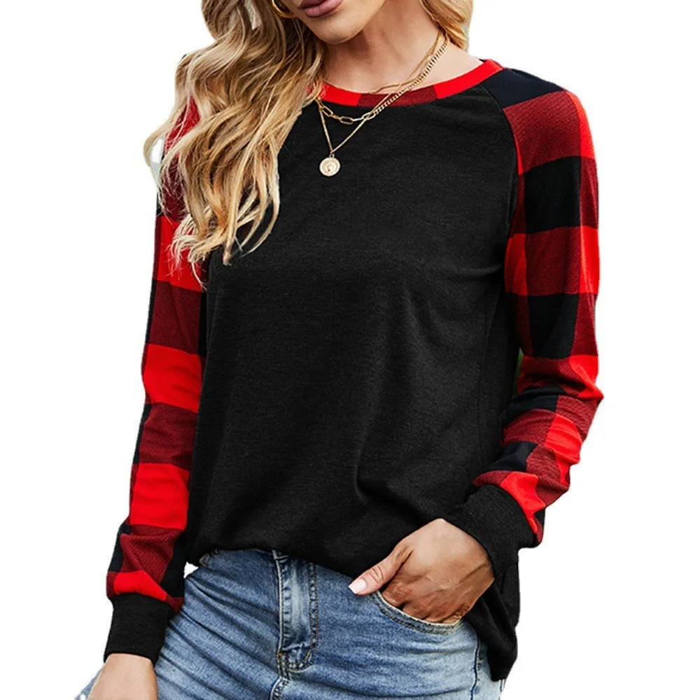 Lattice Patchwork Checked Printed T-shirt Women Contrast Long Sleeve Crew Neck Tops Casual Holiday Shirts Winter Autumn T-shirts
Lattice Patchwork Checked Printed T-shirt Women Contrast Long Sleeve Crew Neck Tops Casual Holiday Shirts Winter Autumn T-shirts