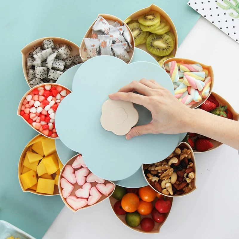 Petal-Shape Rotating Candy Box Snack Nut Box Flower Candy Fruit Plate Food Storage Case Two-deck Dried Fruit Storage Organizer
Petal-Shape Rotating Candy Box Snack Nut Box Flower Candy Fruit Plate Food Storage Case Two-deck Dried Fruit Storage Organizer