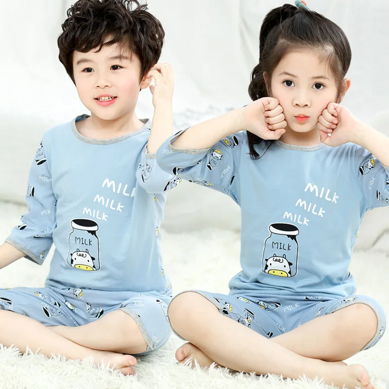 New Summer Cotton Half Sleeve Kids Homewear Sets Boys Pajamas for Girls Cat Bear Elephant Cartoon Baby Sleepwear Clothing Suits
New Summer Cotton Half Sleeve Kids Homewear Sets Boys Pajamas for Girls Cat Bear Elephant Cartoon Baby Sleepwear Clothing Suits
