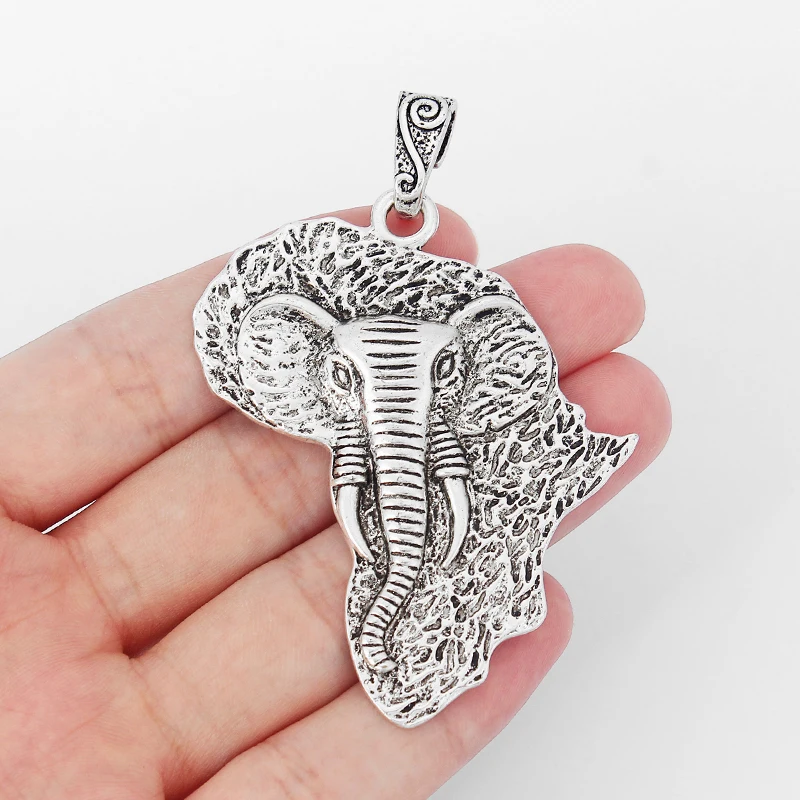 3PCS Antique Silver Color Large Animal Lucky Elephant Charms Pendants for DIY Necklace Jewelry Making Findings 64*39mm
3PCS Antique Silver Color Large Animal Lucky Elephant Charms Pendants for DIY Necklace Jewelry Making Findings 64*39mm