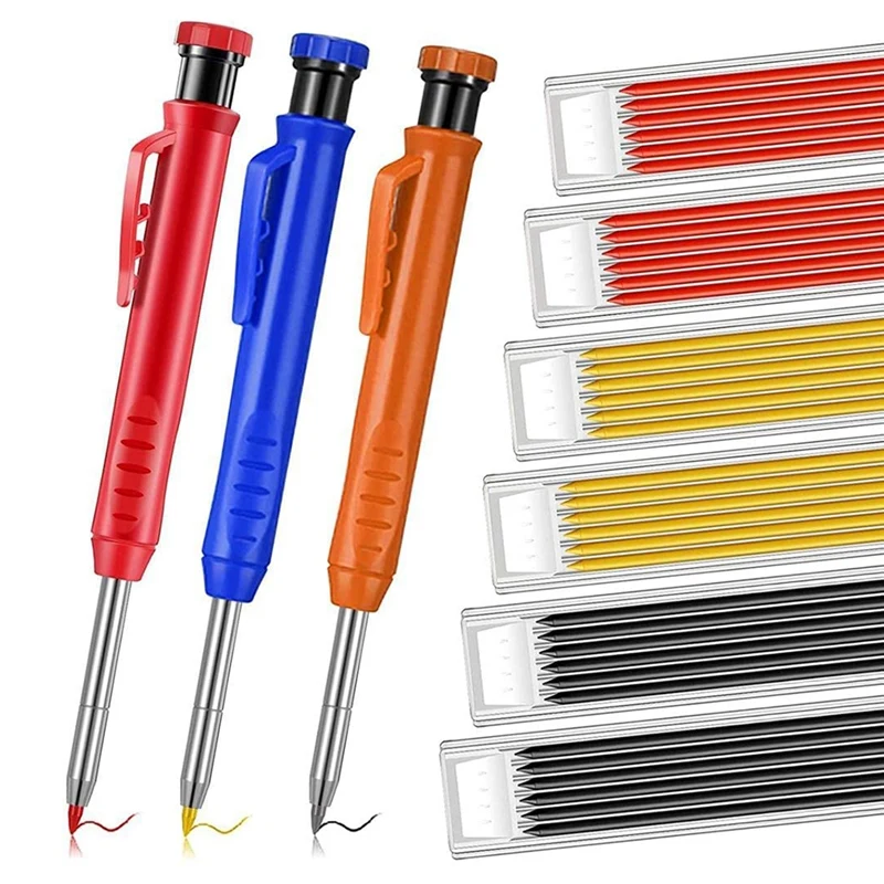 3Pcs Solid Carpenter Pencil Set for Construction with 36 Refill Leads Built-in Sharpener, Deep Hole Mechanical Pencil
3Pcs Solid Carpenter Pencil Set for Construction with 36 Refill Leads Built-in Sharpener, Deep Hole Mechanical Pencil