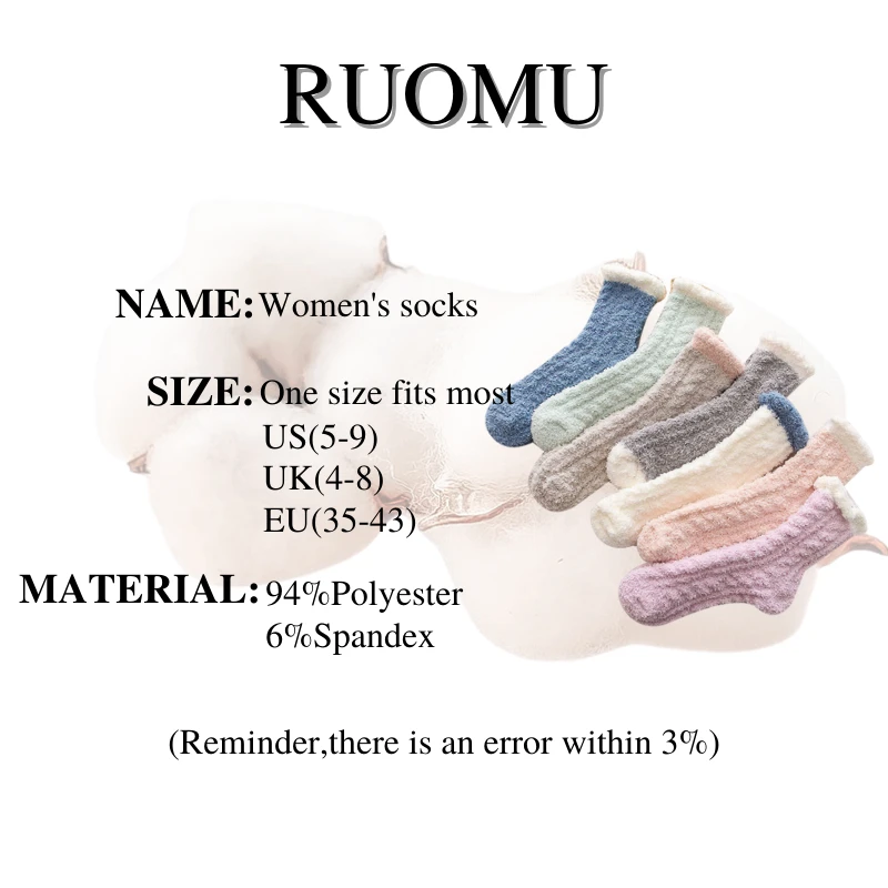Ruomu Vrouwen Leuke Fuzzy Slipper Crew Sokken Pluizige Dikke Zachte Gezellige Kawaii Winter Slaap Warme Effen Kleur Casual Dames
Ruomu Vrouwen Leuke Fuzzy Slipper Crew Sokken Pluizige Dikke Zachte Gezellige Kawaii Winter Slaap Warme Effen Kleur Casual Dames