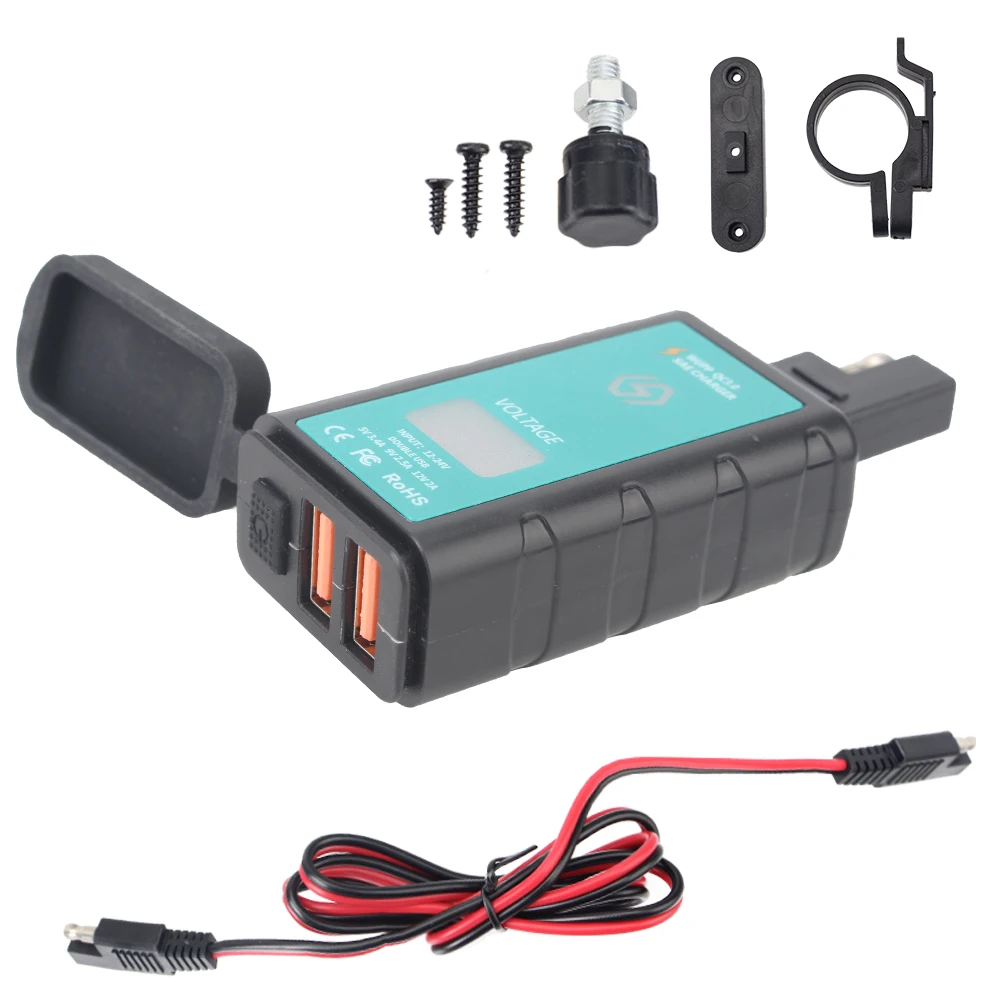 Waterproof Quick Charge 3.0 Motorcycle Charger 12V Dual USB Adapter With Voltmeter Switch Button Vehicle-Mounted Moto Accessory
Waterproof Quick Charge 3.0 Motorcycle Charger 12V Dual USB Adapter With Voltmeter Switch Button Vehicle-Mounted Moto Accessory