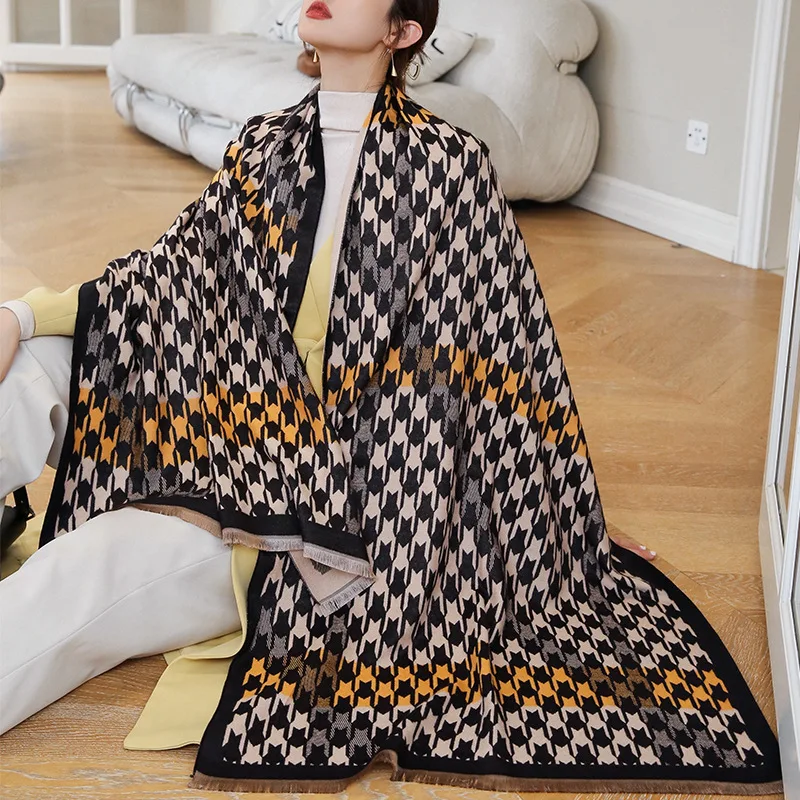 Fashion Women Warm Cashmere Scarf Shawl Plaid Houndstooth Ladies Thick Winter Travel Blanket Hijab Foulard Female 2021 
Fashion Women Warm Cashmere Scarf Shawl Plaid Houndstooth Ladies Thick Winter Travel Blanket Hijab Foulard Female 2021
