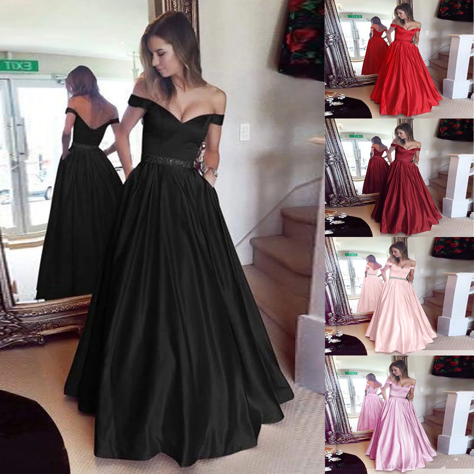 Sexy Sequins Off Shoulder Deep V Dress Fashion Women Backless Evening Party Gown Dress New Bridesmaids Long Dress Infinity Robe
Sexy Sequins Off Shoulder Deep V Dress Fashion Women Backless Evening Party Gown Dress New Bridesmaids Long Dress Infinity Robe