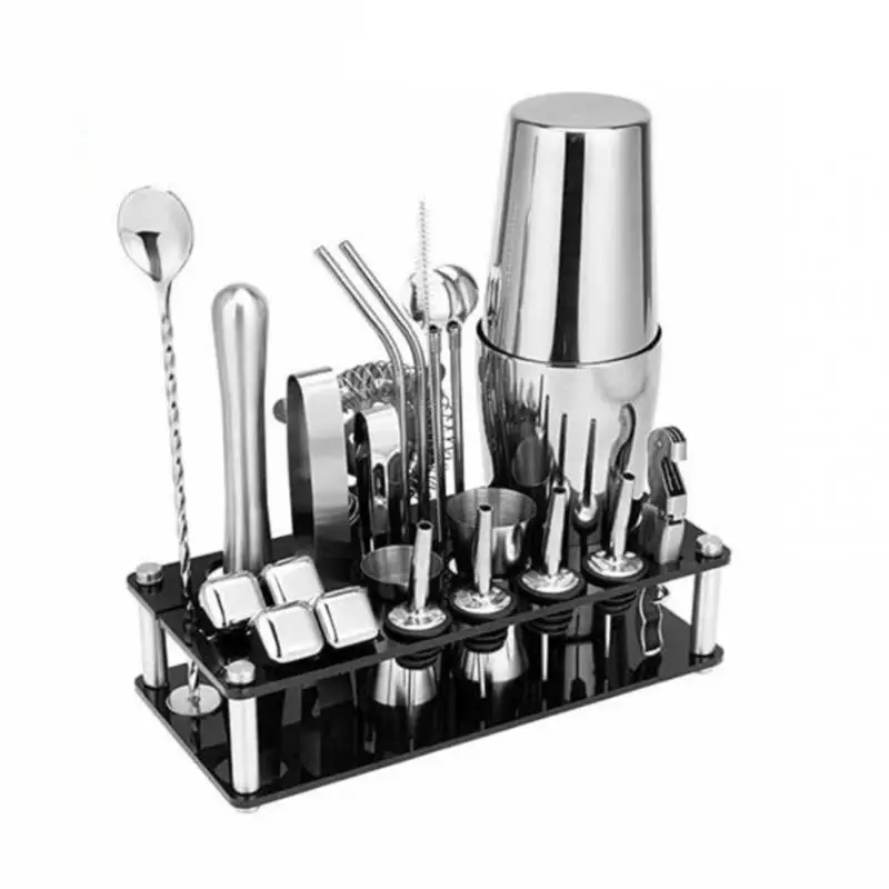 23Pcs/set Stainless Steel Cocktail Shaker Mixer Drink Bartender Browser Kit Bars Set Tools With Wine Rack Stand
23Pcs/set Stainless Steel Cocktail Shaker Mixer Drink Bartender Browser Kit Bars Set Tools With Wine Rack Stand