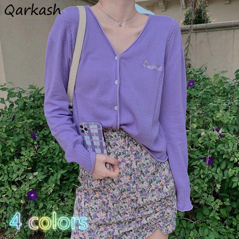 Spring Cardigan Women Vintage Ulzzang Letter Embroidery College Teens Knitwear Lovely Trendy Purple Femme New Elegant All-match
Spring Cardigan Women Vintage Ulzzang Letter Embroidery College Teens Knitwear Lovely Trendy Purple Femme New Elegant All-match