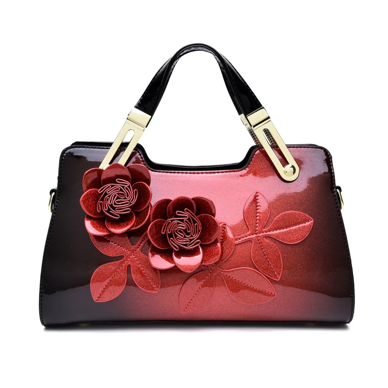 New fashion trend top handle bag patent leather women's messenger bag flowers decoration leather shoulder handbag famous brand
New fashion trend top handle bag patent leather women's messenger bag flowers decoration leather shoulder handbag famous brand
