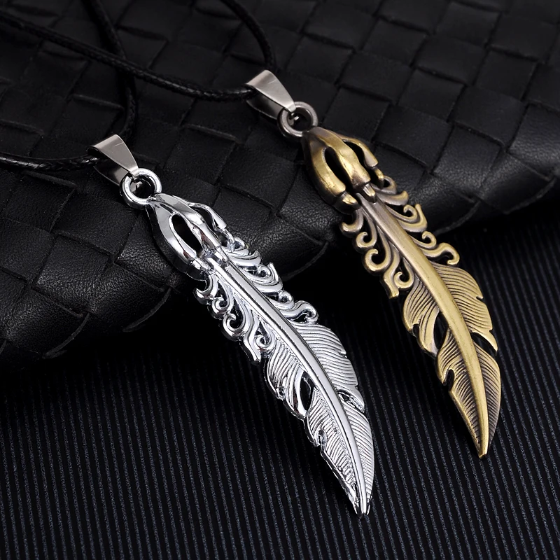 Vintage Style Metal Feather Necklace Fashion Cool Men Accessories Personality Pendant With Rope Chain Gift
Vintage Style Metal Feather Necklace Fashion Cool Men Accessories Personality Pendant With Rope Chain Gift