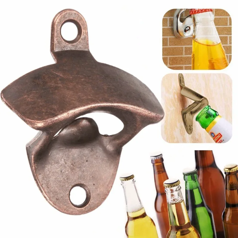 

200pcs Metal Zinc Alloy Wall Mount Mounted Beer Bottle Opener Glass Cap Openers Kitchen Bar Tool Tools with screws DH5887