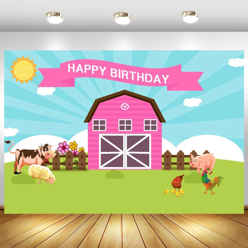 Sunshine Farm Theme Photography Backdrop Pink Barn Animals Barnyard House Kids Birthday Background Photo Studio Supplies
Sunshine Farm Theme Photography Backdrop Pink Barn Animals Barnyard House Kids Birthday Background Photo Studio Supplies