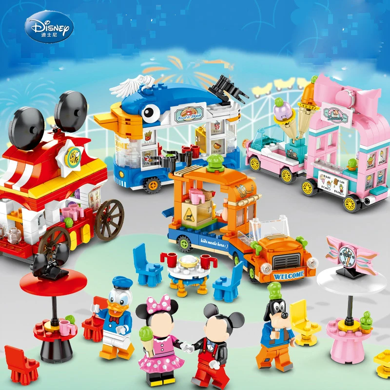 Фото Новинка 745 шт Disney Streetscape castle Микки и Минни Дак sy6578 простая модель тележки блоки для