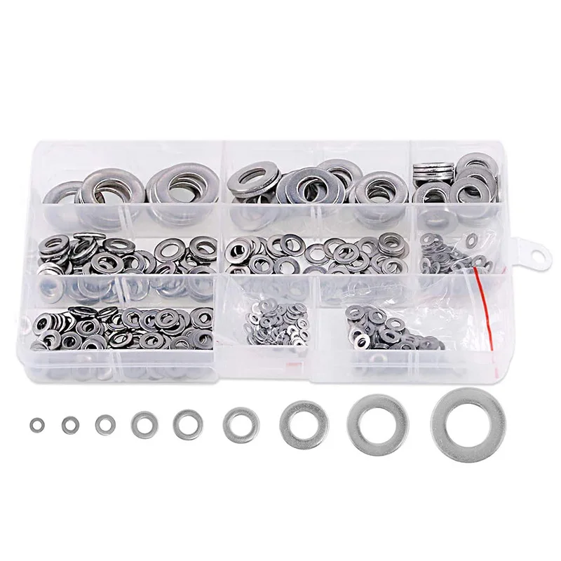 Flat Washers Set 304 Stainless Steel, Plain Washer Gaskets Assortment Kit,(9 Metric Sizes 550Pcs)
Flat Washers Set 304 Stainless Steel, Plain Washer Gaskets Assortment Kit,(9 Metric Sizes 550Pcs)