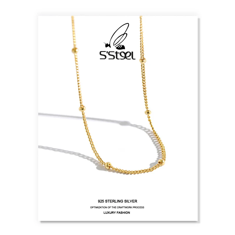 S'STEEL Korean Necklaces 925 Sterling Silver Gift For Women Minimalist Round Bead Short Gold Chain Necklace Cadena Plata Jewelry
S'STEEL Korean Necklaces 925 Sterling Silver Gift For Women Minimalist Round Bead Short Gold Chain Necklace Cadena Plata Jewelry