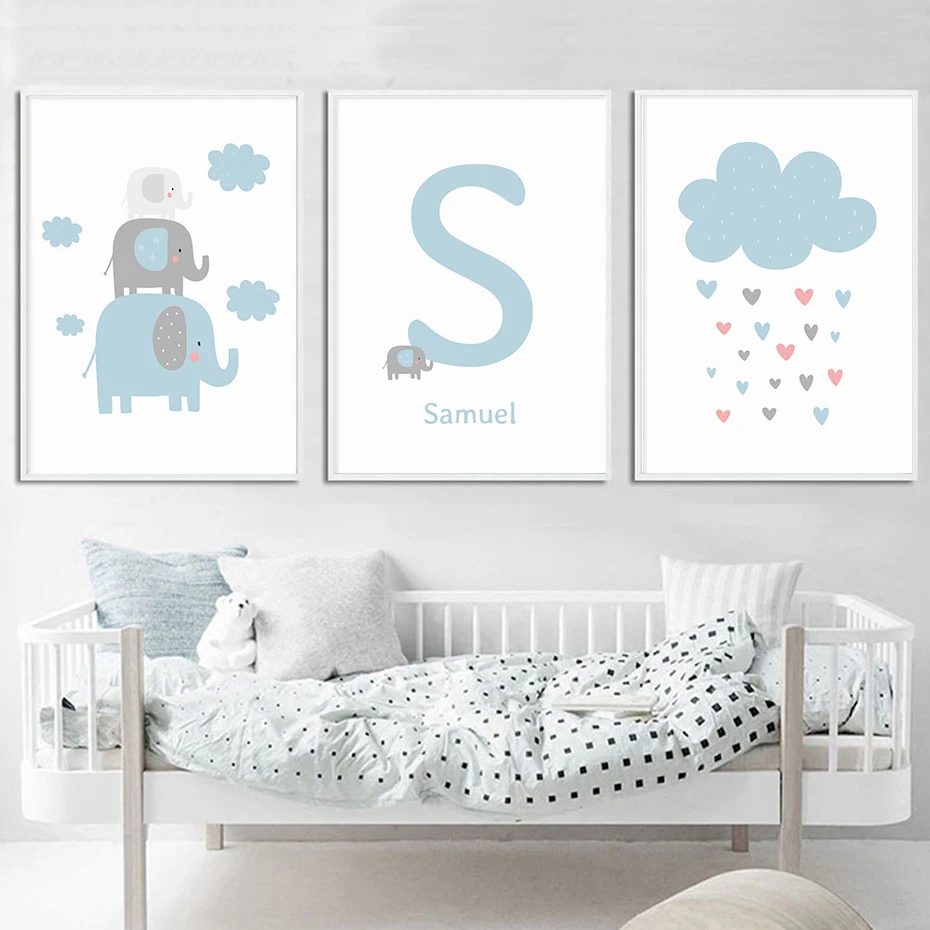 Blue Elephant Cloud Personalized Baby's Name Custom Poster Nursery Wall Art Canvas Painting Pictures For Kid Bedroom Decoration
Blue Elephant Cloud Personalized Baby's Name Custom Poster Nursery Wall Art Canvas Painting Pictures For Kid Bedroom Decoration