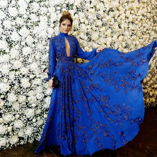 Blue Muslim Evening Dresses A-line Long Sleeves Chiffon Appliques Beaded Dubai Saudi Arabia Long Prom Dress Gown Robe De Soiree
Blue Muslim Evening Dresses A-line Long Sleeves Chiffon Appliques Beaded Dubai Saudi Arabia Long Prom Dress Gown Robe De Soiree