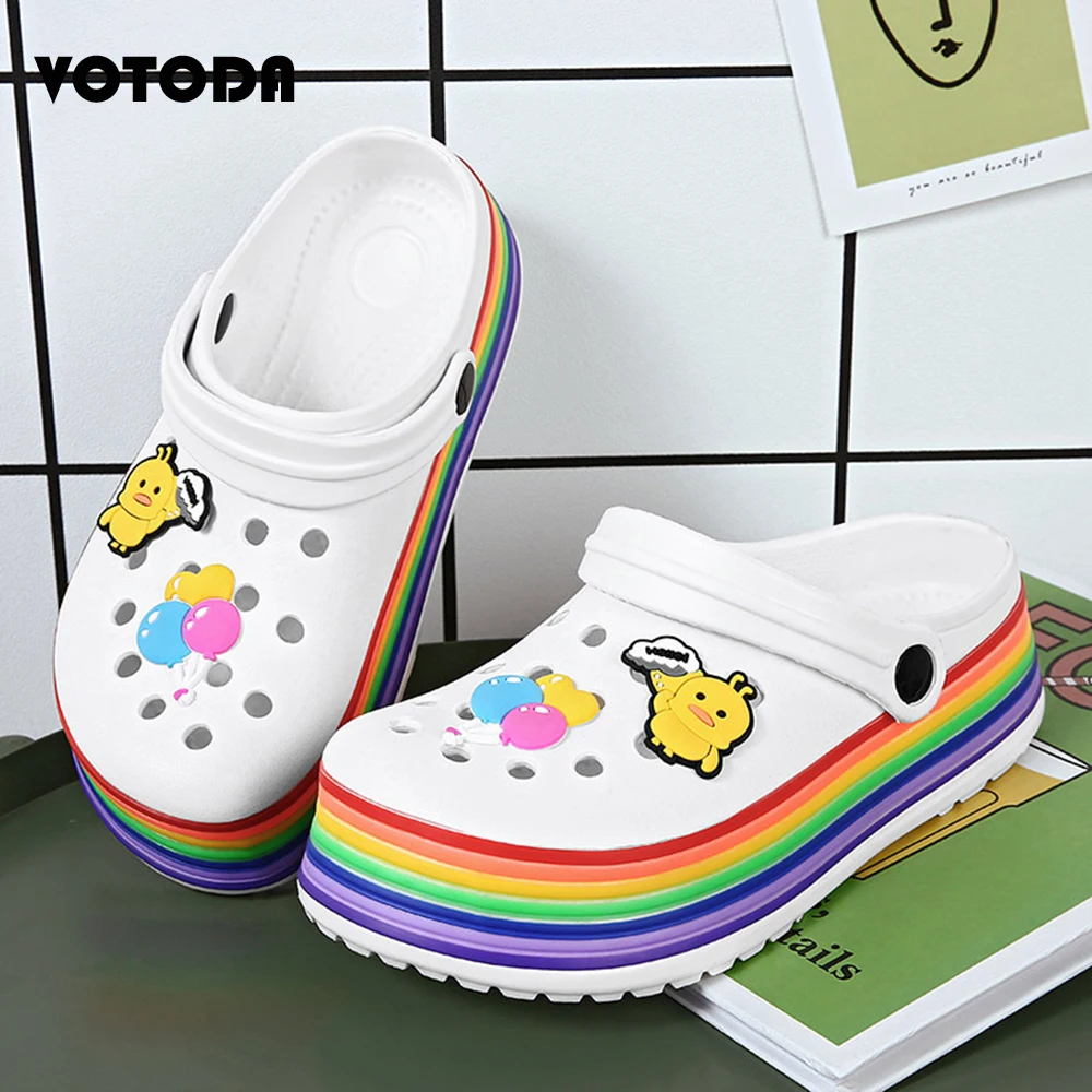 Girl Casual Beach Shoes Thick-Soled Non-Slip Hole Slippers Cartoon Rainbow Garden Sandals Clogs Women Flat Slides Home Flip Flop
Girl Casual Beach Shoes Thick-Soled Non-Slip Hole Slippers Cartoon Rainbow Garden Sandals Clogs Women Flat Slides Home Flip Flop