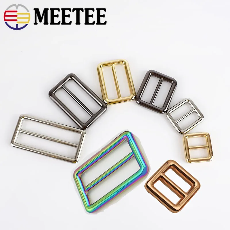 

Meetee 10pcs 12-50mm Metal Adjust Tri-Glide Buckle Strap Webbing Slider Adjustment Ring Buckles DIY Bag Hook Clasp Accessory