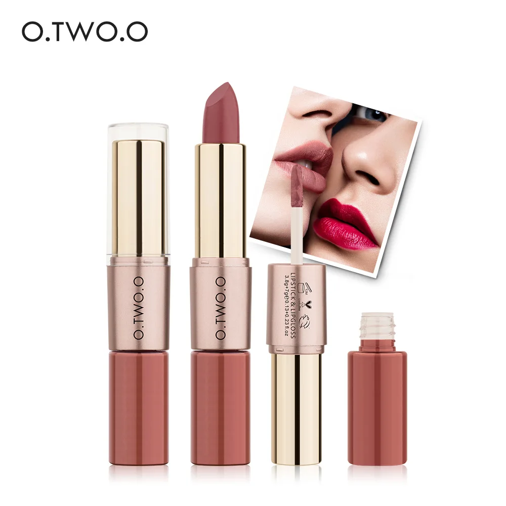 

O.TWO.O 2 in 1 Matte Lipstick Lips Makeup Cosmetics Waterproof Pintalabios Batom Mate Lip Gloss Rouge 12 Colors Choose