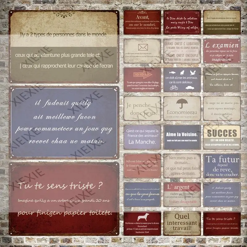 Retro Decor Tin Sign Humorous French Vintage Metal Plate Funny Tin Poster Home Decoration Living Room Bedroom Wall Decor
Retro Decor Tin Sign Humorous French Vintage Metal Plate Funny Tin Poster Home Decoration Living Room Bedroom Wall Decor