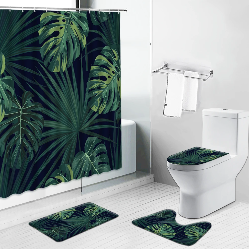 Monstera Tropical Green Leaves Shower Curtain Set Flower Plant Scenery Non-Slip Toilet Lid Cover Rug Bath Mat Bathroom Curtains
Monstera Tropical Green Leaves Shower Curtain Set Flower Plant Scenery Non-Slip Toilet Lid Cover Rug Bath Mat Bathroom Curtains