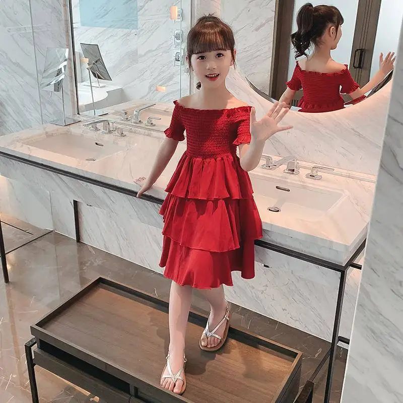 2021 New Summer Red Dress Girl Western Style Childrens Clothing Elegant Princess Trend Cake Dresses 6 To 12 Year Big Child Dress
2021 New Summer Red Dress Girl Western Style Childrens Clothing Elegant Princess Trend Cake Dresses 6 To 12 Year Big Child Dress