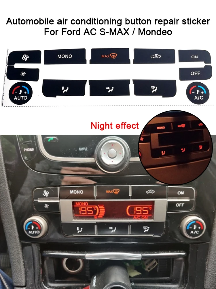 For Ford S-Max/ For Mondeo Fix Ugly Button Black Car Air Condition AC Climate Control Button Repair Sticker Decal Parts Stickers
For Ford S-Max/ For Mondeo Fix Ugly Button Black Car Air Condition AC Climate Control Button Repair Sticker Decal Parts Stickers