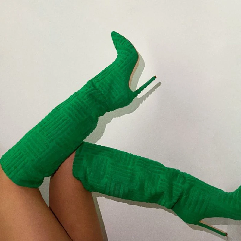 New Women boots Pointed toe Stiletto high heels boots Sexy Knee high boots Women Green Mei red Straight boots Big size 34-43
New Women boots Pointed toe Stiletto high heels boots Sexy Knee high boots Women Green Mei red Straight boots Big size 34-43