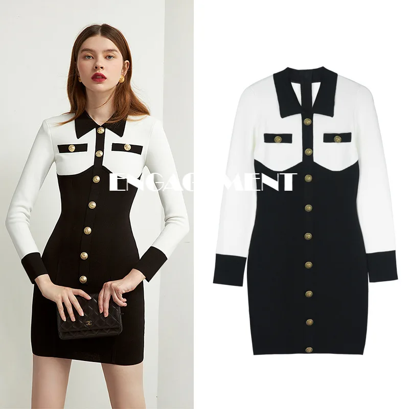 ENGAGEMENT 2021 New Knitted Dress Sexy Tight Color Matching Hip Skirt Autumn Majeth Skirt In Europe and America 
ENGAGEMENT 2021 New Knitted Dress Sexy Tight Color Matching Hip Skirt Autumn Majeth Skirt In Europe and America