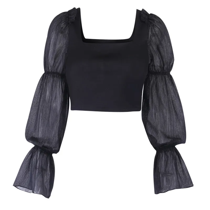 New Fashion Women's Casual Solid Sheer Mesh Puff Long Sleeve Square Neck Crop Tops Short Blouse 
New Fashion Women's Casual Solid Sheer Mesh Puff Long Sleeve Square Neck Crop Tops Short Blouse