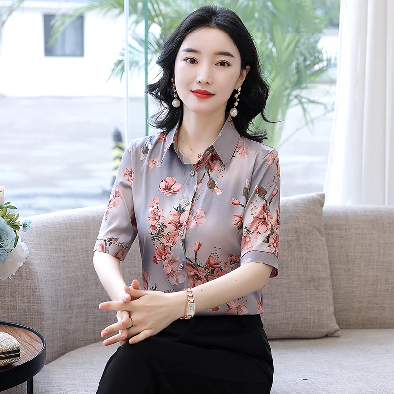 Women Summer New Floral Silk Shirts Korean Elegant Ladies White Tops M-5XL Plus Size Button Up Boho Shirts blusas mujer de moda
Women Summer New Floral Silk Shirts Korean Elegant Ladies White Tops M-5XL Plus Size Button Up Boho Shirts blusas mujer de moda