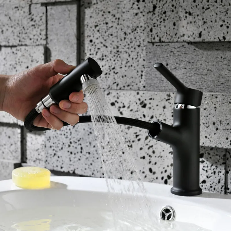 Matte Black Basin Pull Out Faucet Deck Mounted Wash Basin Tap Fregadero Faucets Washing Hand Basin Brass Taps Bath Shower Faucet
Matte Black Basin Pull Out Faucet Deck Mounted Wash Basin Tap Fregadero Faucets Washing Hand Basin Brass Taps Bath Shower Faucet