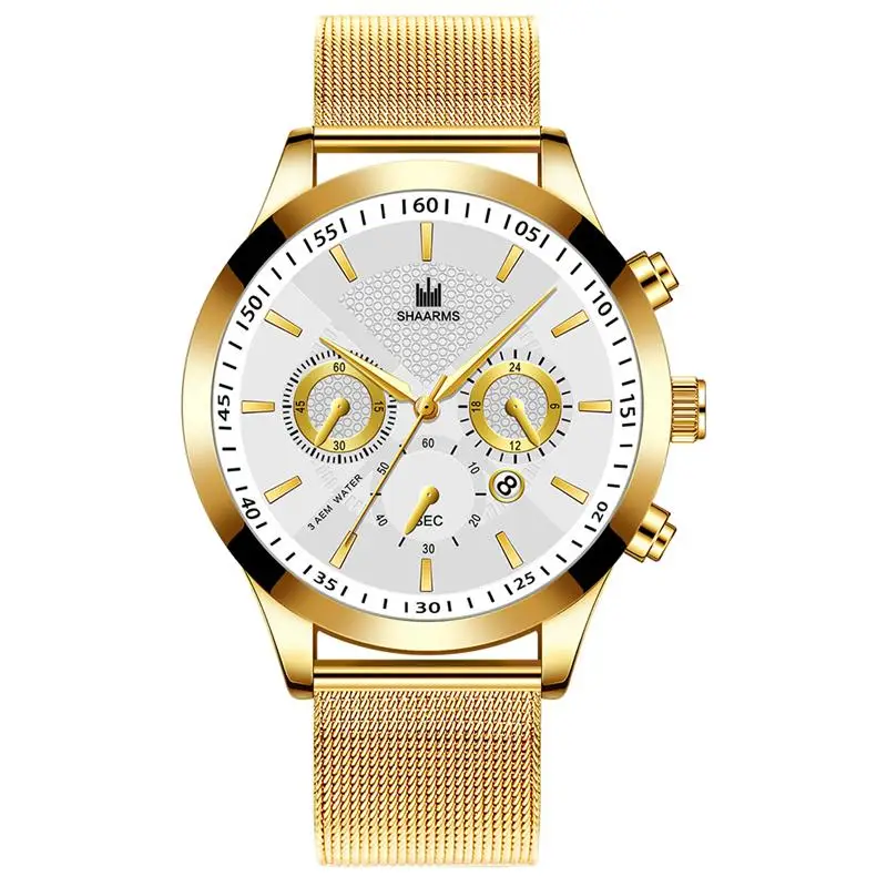 SHAARMS Mesh Band Men Watch Stainless Steel Quartz Wristwatch Luxury Business Watches Relogio Masculino Reloj Hombre
SHAARMS Mesh Band Men Watch Stainless Steel Quartz Wristwatch Luxury Business Watches Relogio Masculino Reloj Hombre