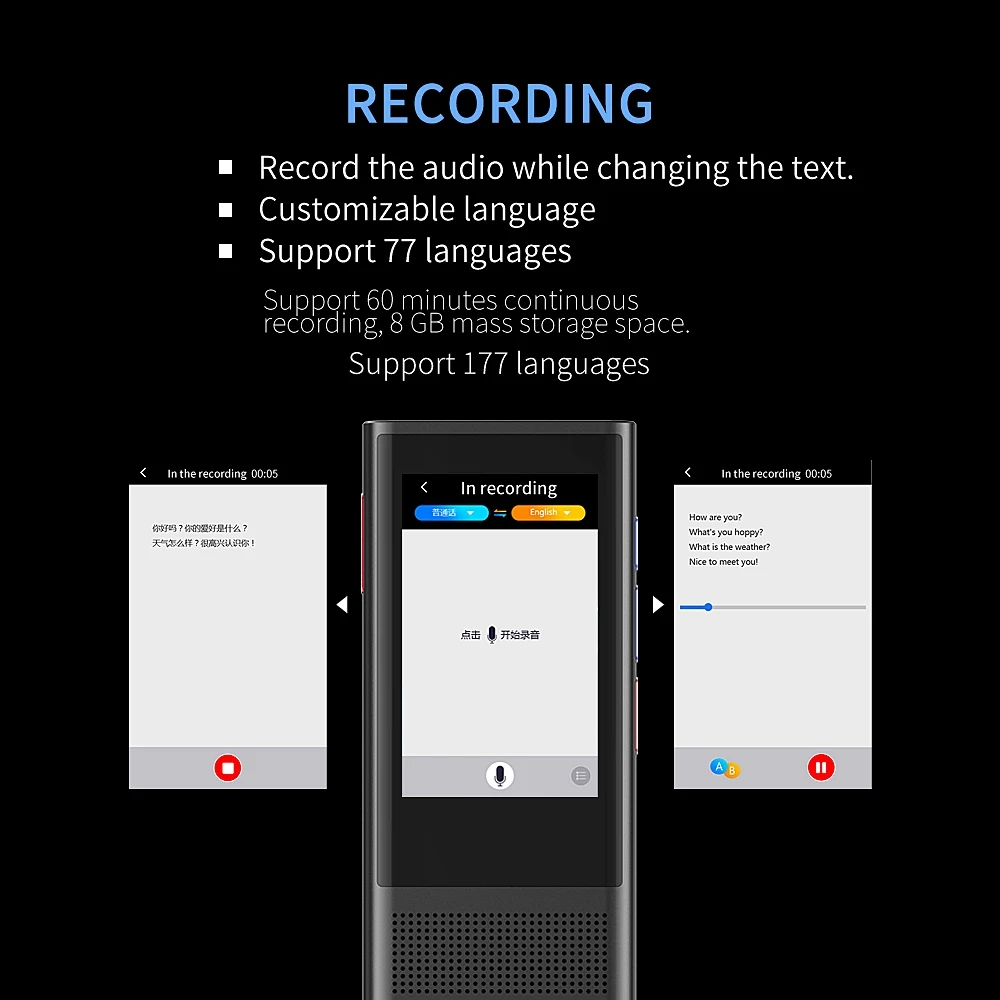 Boeleo BF301(W1 3.0) 2.8 inch Screen Smart Voice Translator for Business Travel 1GB+8GB Support 117 Languages Inter-Translation
Boeleo BF301(W1 3.0) 2.8 inch Screen Smart Voice Translator for Business Travel 1GB+8GB Support 117 Languages Inter-Translation